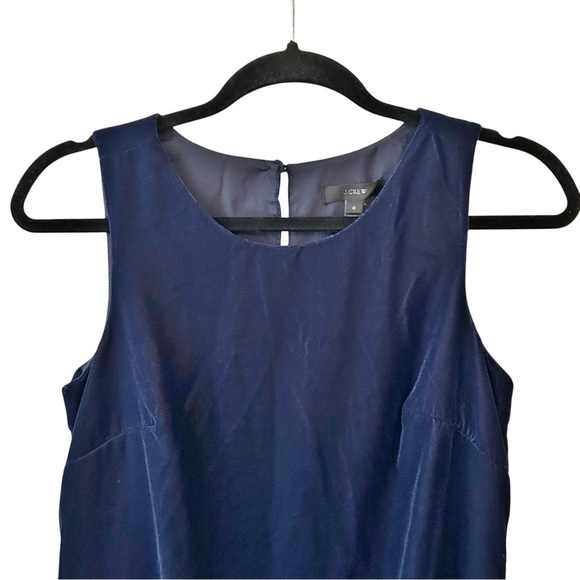 J. CREW Blue Ruffle Hem Velvet Sleeveless Cocktail Dress Women’s SZ 0 Blue NEW - Picture 5 of 10